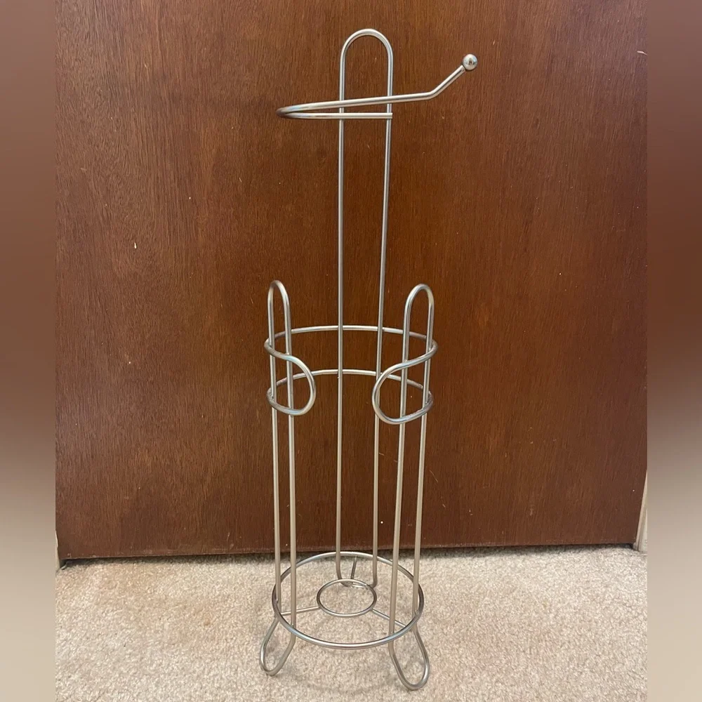 Free standing Silver Metal Toilet Paper Holder